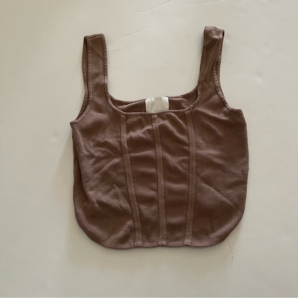 H&M Taupe Sleeveless Ribbed Tank Top
